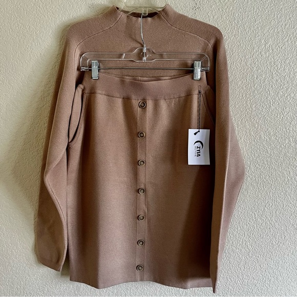 Zyia Sweaters - Zyia Active Bright Kaki Tribeca Sweater & Pencil Skirt Women XL NWT Soft Ribbed